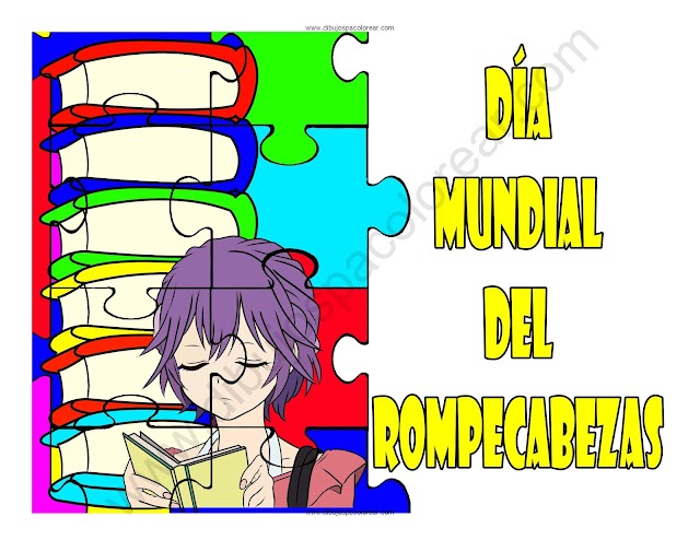 Dia mundial del Rompecabezas dibujo a color y para colorear